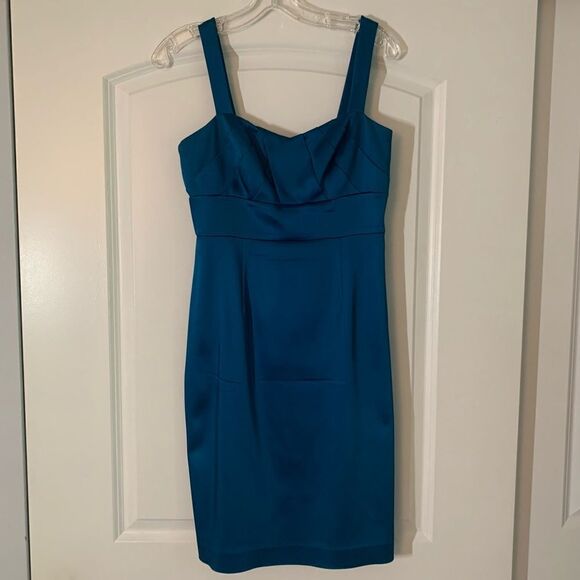 Jasmine Dresses & Skirts - Womens Blue Satin Cocktail Midi Dress
